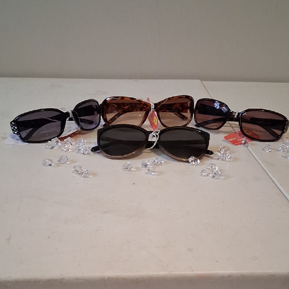 4 Stylish Women's Sunglasses Set - Black, Brown, and Tan